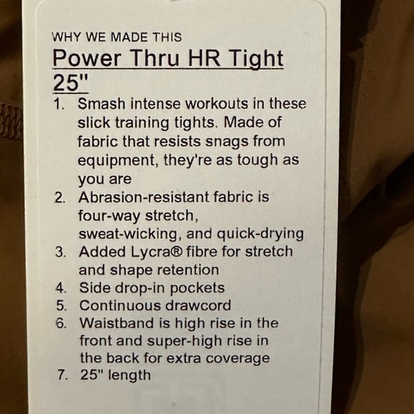 Lululemon Power Thru HR Tight 25” - Picture 6 of 6